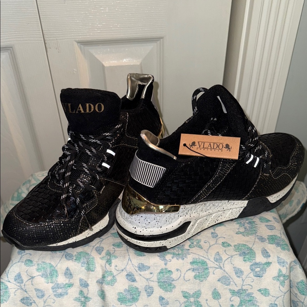 VLADO Women's Black and Gold Sneakers